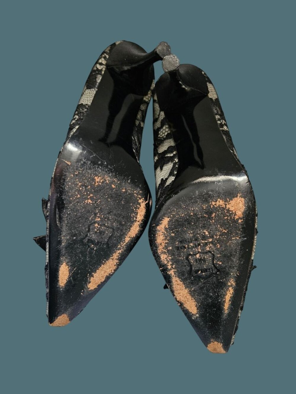 Stuart Weitzman Black Lace Goth Heels Shoes Women Size 7.5 M - Picture 4 of 13